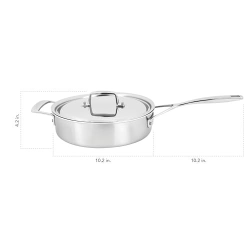 Demeyere Essential 5-ply 3-qt Stainless Steel Saute Pan with Lid - Image 3