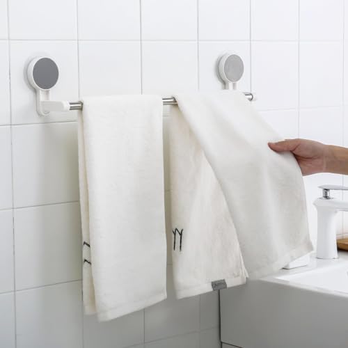 Qxore Self-Adhesive Double Towel Bar for Bathroom NoDrill Wall Mounted Towel Rack with Stainless Steel Rods Plastic Holders Multipurpose Towel Stand for Bathroom Kitchen or Laundry. (Single Towel Bar) - Image 3