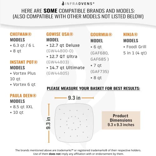 INFRAOVENS Air Fryer Perforated Parchment Paper Liners Compatible with Philips, NuWave® Brio, Chefman, Secura, Black Decker +More | Bundle Set of 100 Sheets + Baking Accessories by Infraovens (XXXL) - Image 2