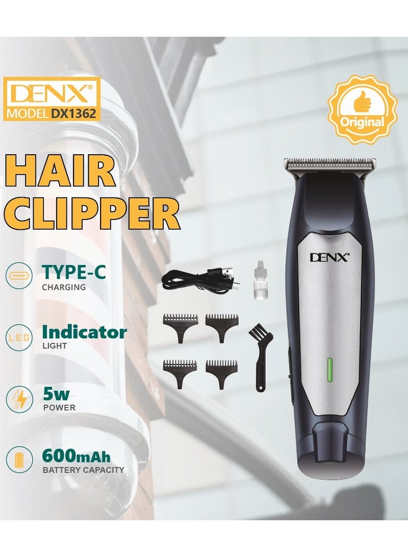 Denx DX1362 Hair Clipper - Fast Type-C Charging, Steel Blade, Professional Performance for Men - Image 3