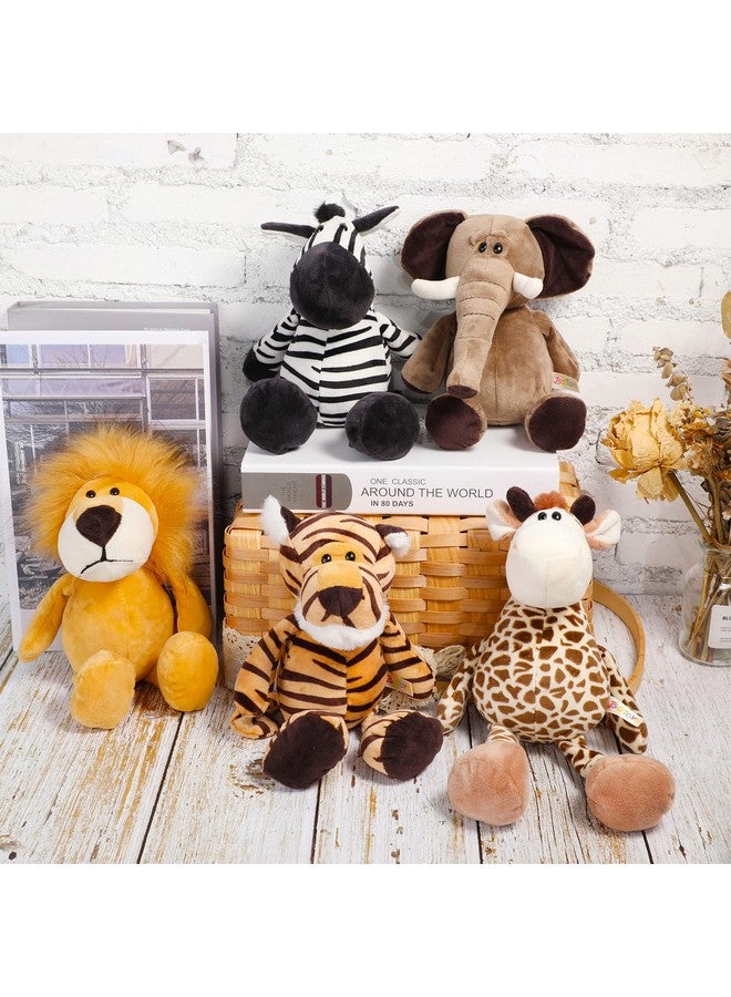 Aoriher 5 Pieces Safari Stuffed Animals Toy Set Includes Lions Tigers Elephants Zebras And Giraffes 11.8 Inch Wild Animals Soft Realistic Jungle Animals Toys For Boys, Girls, Adults - Image 4