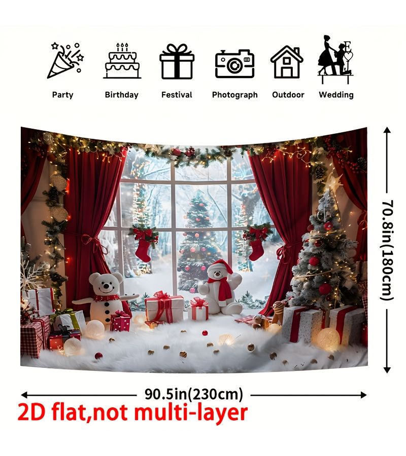 Festive Christmas Backdrop Winter Wonderland Country Snowman Decorations 2D Flat Banner 51 Inch by 59 Inch Polyester Fabric for Holiday Photography Home Decoration Party Supplies Studio Props - Image 4