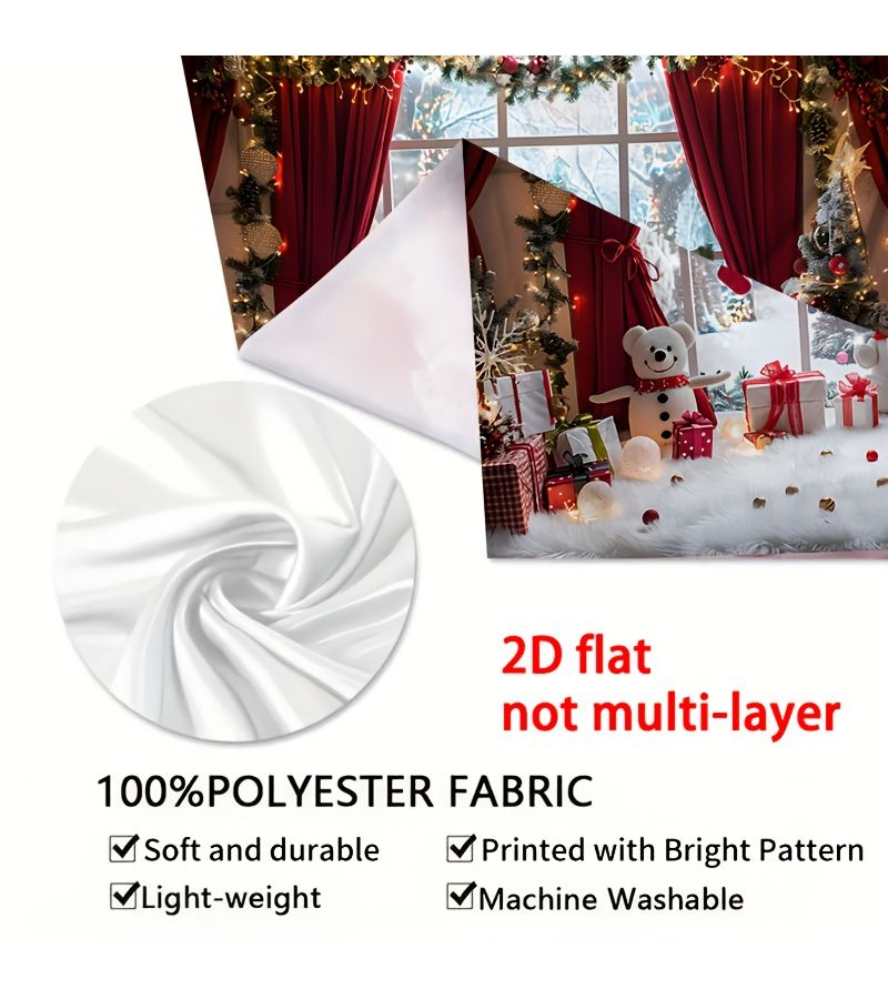 Festive Christmas Backdrop Winter Wonderland Country Snowman Decorations 2D Flat Banner 51 Inch by 59 Inch Polyester Fabric for Holiday Photography Home Decoration Party Supplies Studio Props - Image 5