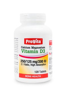 ProVita PROVITA CAL MAG D3 Calcium Citrate Magnesium Citrate and Vitamin D3 120 TABLETS  - Image 1