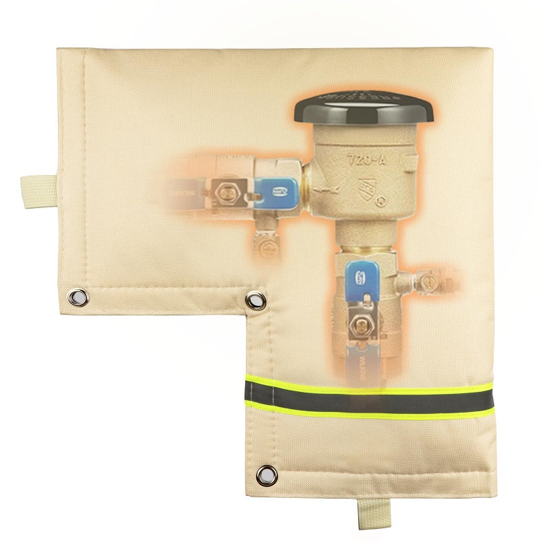 Insoma Outdoor Backflow Preventer Cover Pipe Insulated Pouch for Freeze Protection Winter Thicken Fabric Sprinkler Valve Insulation Cover for Outside Irrigation Pipe Water Well Pump Beige 14W X 13H - Image 2