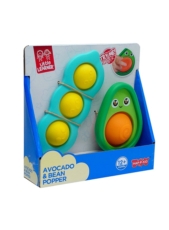 Happy Kids لعبة حسية للأطفال من ليتل ليرنرز - أفوكادو وفاصولياء، 100% سيليكون، لتطوير المهارات الحركية الدقيقة، تشجيع التحفيز اللمسي، 14.7 × 15 سم، 12 شهرًا وما فوق - أخضر - Image 1