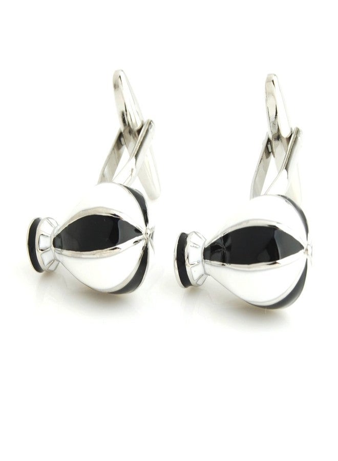Peluche Men's Enamel Hot Air Balloon Novelty Cufflinks (Black, White, Silver) - Image 3