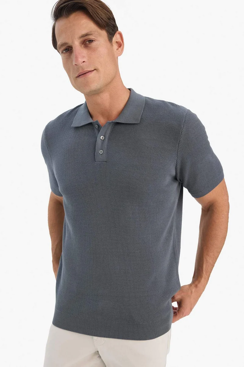 DeFacto Standard Fit Short Sleeve Knitwear Cotton Polo T-Shirt