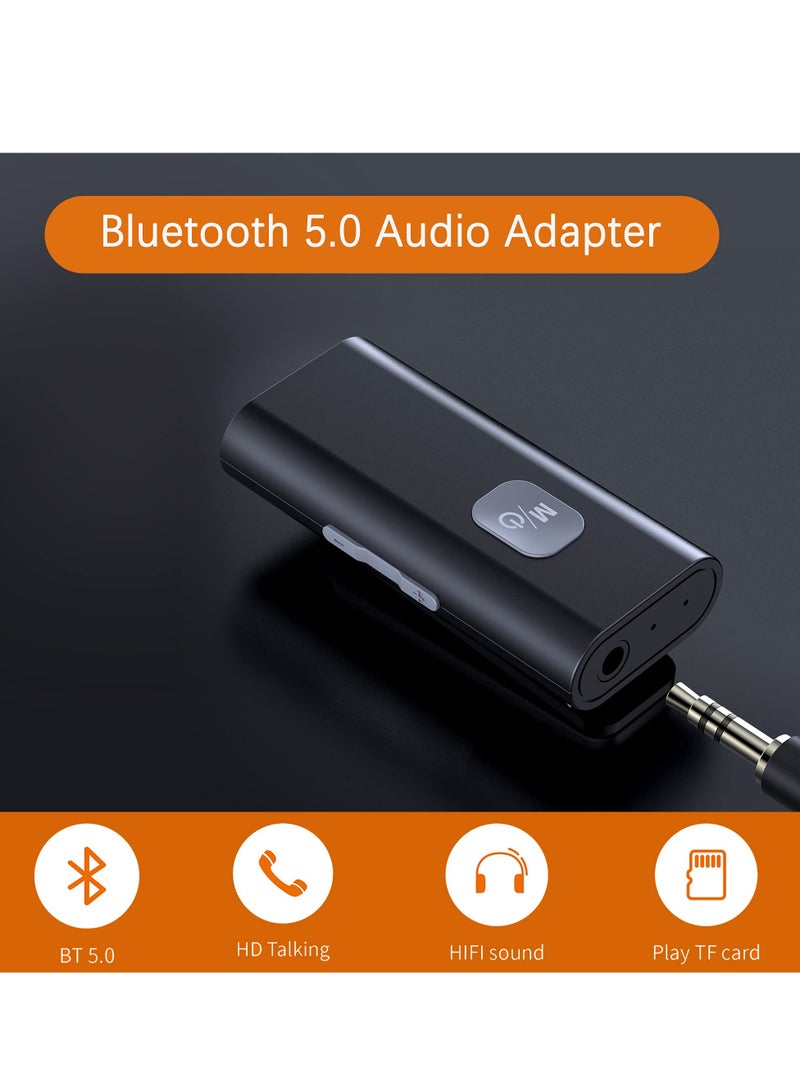 Excefore Bluetooth Receiver Car Bluetooth Aux Adapter 3.5mm Portable Jack with Collar Clip for Headphones Car Home Stereo Systems Support TF Card Music Playback  - Image 3