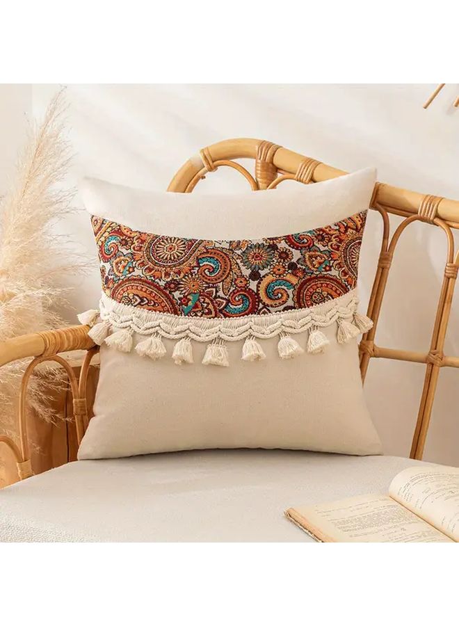 Bohemian Paisley Throw Pillow Cover 17 72x17 72 Inch Tassels Jacquard Cotton Zipper Closure Machine Washable - Image 1
