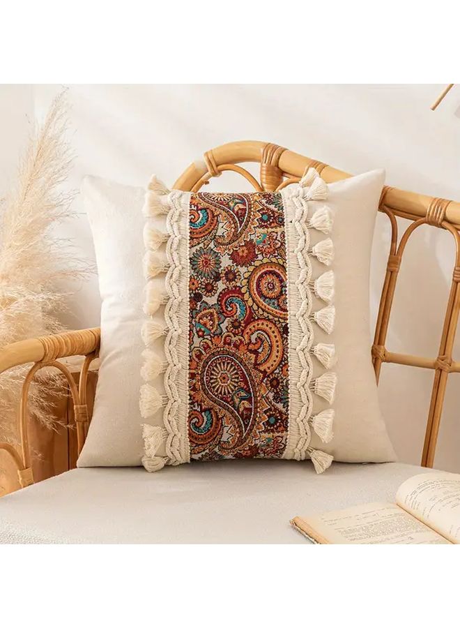 Bohemian Paisley Throw Pillow Cover 17 72x17 72 Inch Tassels Jacquard Cotton Zipper Closure Machine Washable - Image 5
