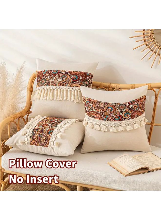 Bohemian Paisley Throw Pillow Cover 17 72x17 72 Inch Tassels Jacquard Cotton Zipper Closure Machine Washable - Image 4