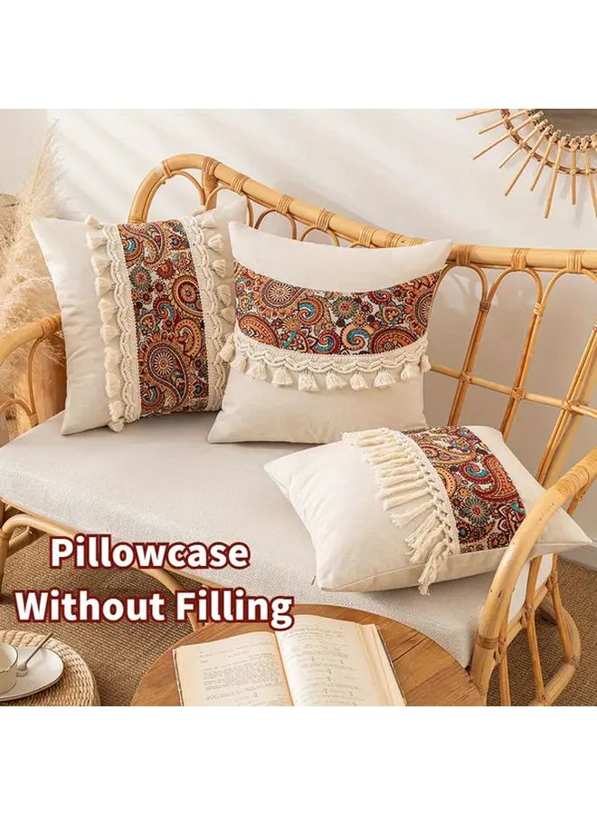 Bohemian Paisley Throw Pillow Cover 17 72x17 72 Inch Tassels Jacquard Cotton Zipper Closure Machine Washable - Image 3