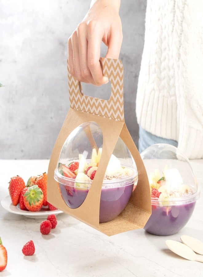 Restaurantware-Thermo Tek 18.7 x 5.9 Inch Food Carrier, 50 Chevron Pattern Container Carrier - Disposable, For 12 oz Containers, Kraft Paper Sphere Container Holder, Containers Sold Separately - Image 4