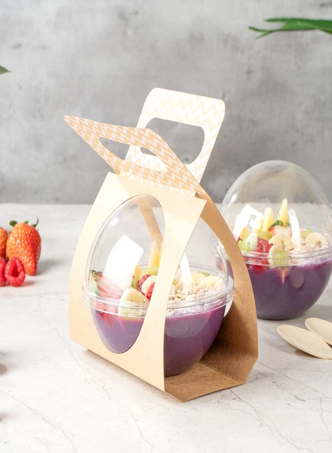 Restaurantware-Thermo Tek 18.7 x 5.9 Inch Food Carrier, 50 Chevron Pattern Container Carrier - Disposable, For 12 oz Containers, Kraft Paper Sphere Container Holder, Containers Sold Separately - Image 5