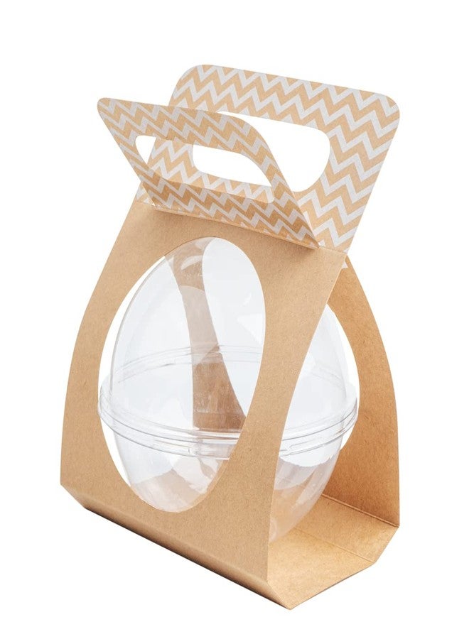 Restaurantware-Thermo Tek 18.7 x 5.9 Inch Food Carrier, 50 Chevron Pattern Container Carrier - Disposable, For 12 oz Containers, Kraft Paper Sphere Container Holder, Containers Sold Separately - Image 2