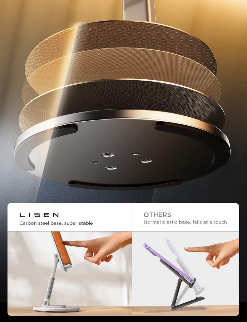 CELLMASTER Cell Phone Stand - Rotatable and Foldable Phone Holder with Height and Angle Adjustable (White) - Image 5