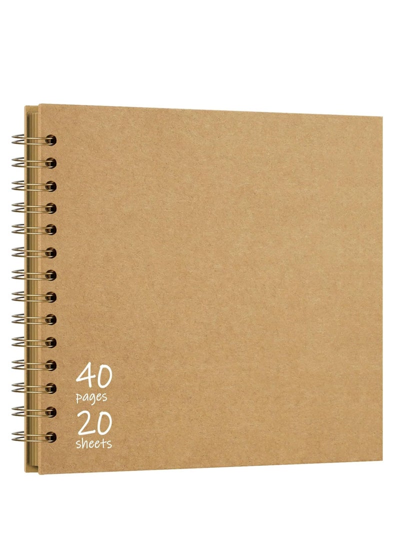 Oasisgalore 8x8 Inch DIY Scrapbook Album, Hardcover Kraft Paper with 40 Blank Pages for Wedding, Baby Shower, in Kraft Color - Image 1