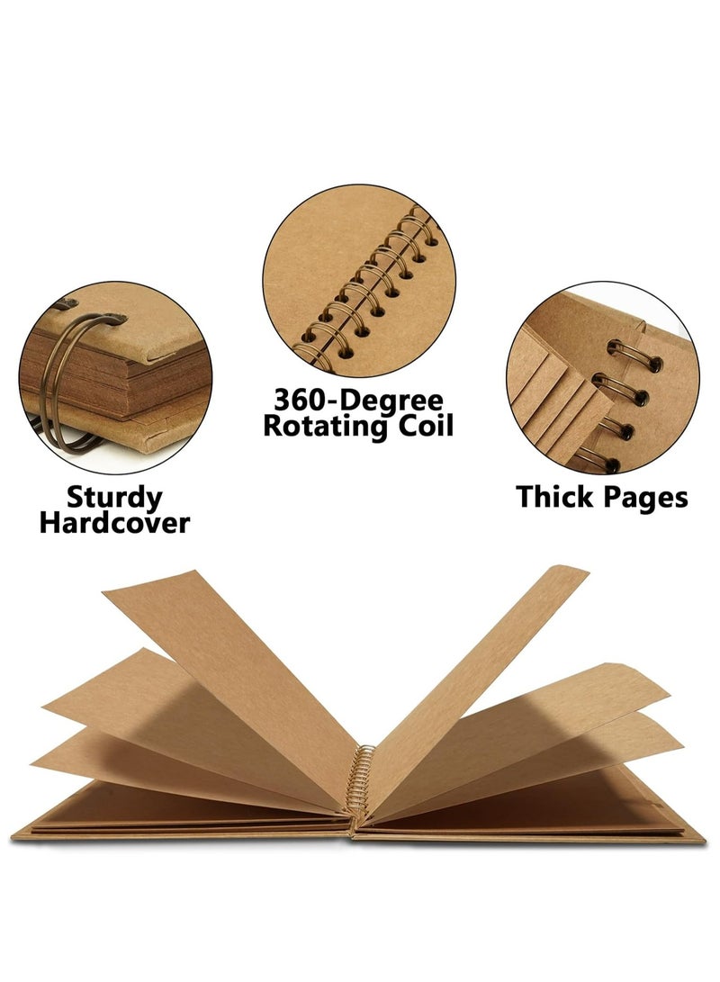Oasisgalore 8x8 Inch DIY Scrapbook Album, Hardcover Kraft Paper with 40 Blank Pages for Wedding, Baby Shower, in Kraft Color - Image 3