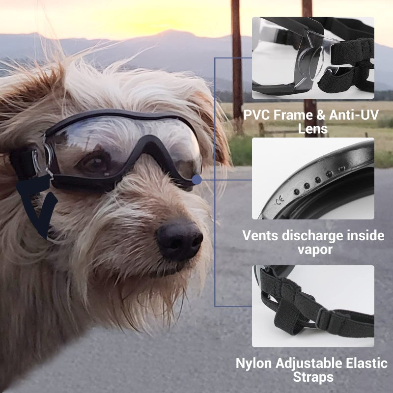 NAMSAN Dog Sunglasses Medium to Large Dog UV Transparent Goggles Windproof Anti-Dust Snowproof Pet Glasses with Elastic Straps, Clear - Image 4