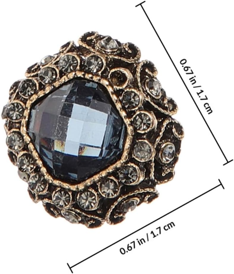 6pcs Metal Rhinestone Decorative Buttons for Clothing, Replacement Clothes Fasteners Blue-Gray Square Crystals, Large Size 17mm for DIY Sewing and Garment Embellishment - Image 2