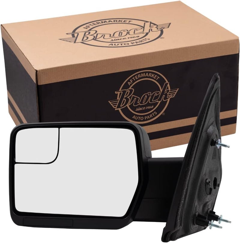 Brock Drivers Manual Side View Mirror with Spotter Glass for 2009-2014 F-150 Pickup Truck - Image 1