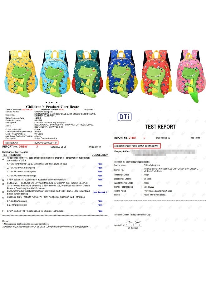 DB Toddler Mini Dinosaur Backpack with Child Leash - Image 3