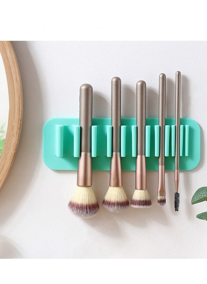 Generic Makeup Brush Drying Rack, Soft Silicone Wall Mounted Makeup Brush Toothbrush Holder Storage Rack Makeup Brush Storage Rack Makeup Brush Drying Rack Home Makeup Brush Holder (Green)  - Image 2