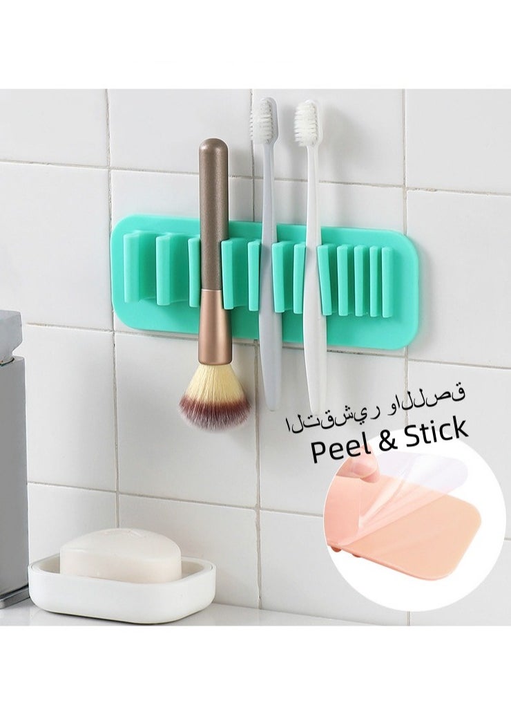 Generic Makeup Brush Drying Rack, Soft Silicone Wall Mounted Makeup Brush Toothbrush Holder Storage Rack Makeup Brush Storage Rack Makeup Brush Drying Rack Home Makeup Brush Holder (Green)  - Image 4