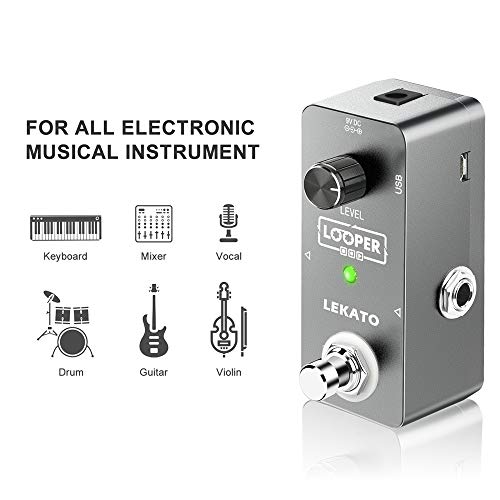 LEKATO Guitar Looper Effect Pedal Loop Pedal Unlimited Overdubs 5 Minutes Looping Time Loop Station with USB Cable and 9V 0.6A Pedal Power Supply Adapte - Image 3