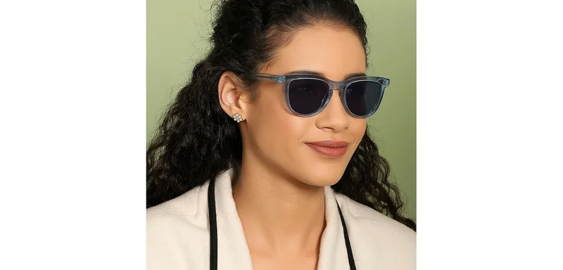 جون جاكوبس Women's Full Rim Wayfarer Frame Polarized &amp; UV Protected Sunglasses JJ S12955 - 51mm - Blue