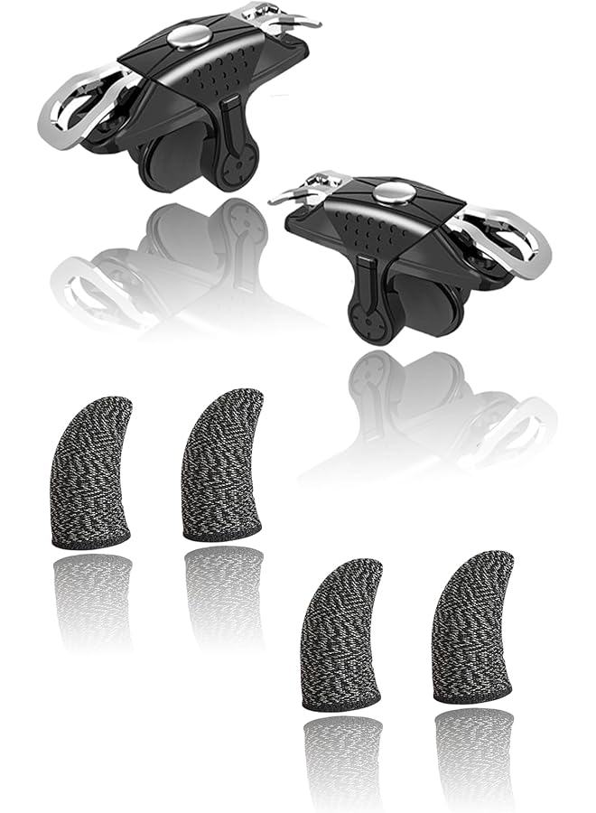 Green Tiger X10 Controller & Finger Sleeve Set Compatible for iPhone Android PUBG - Enhance Your Gaming Experience with Sensitive Trigger & Fast Shoot - 4 Pieces Gaming Cover Included - Image 1