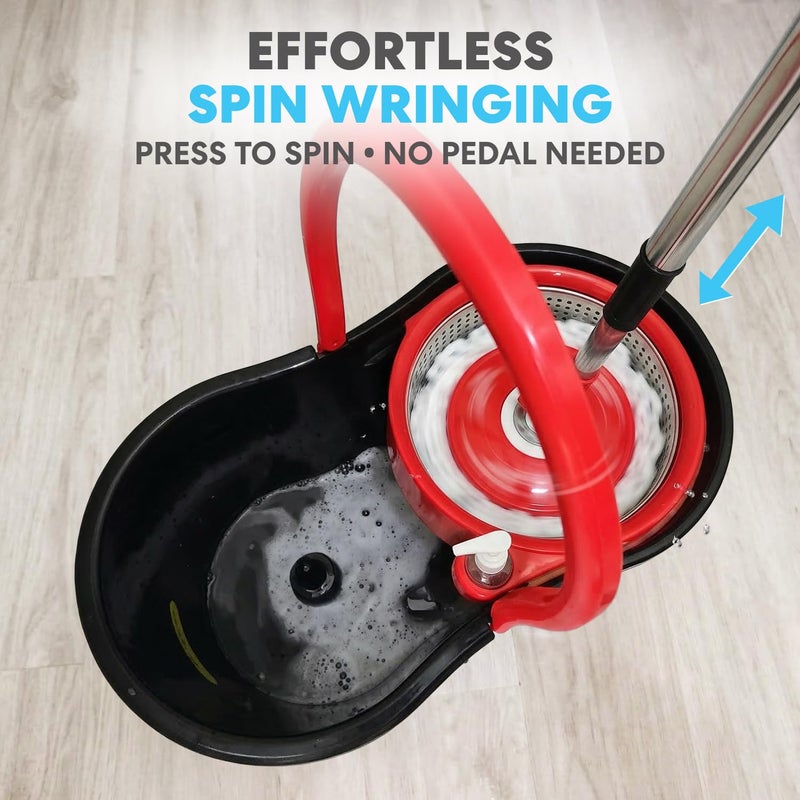 Simpli-Magic 360Â° Spin Mop and Bucket with Wringer â€“ 3 High-Absorbent Microfiber Washable Heads â€“ Spinning Mop and Bucket Set for All Types Floor Cleaning (Black) - Image 4