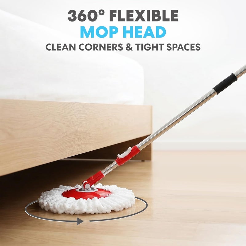 Simpli-Magic 360Â° Spin Mop and Bucket with Wringer â€“ 3 High-Absorbent Microfiber Washable Heads â€“ Spinning Mop and Bucket Set for All Types Floor Cleaning (Black) - Image 3