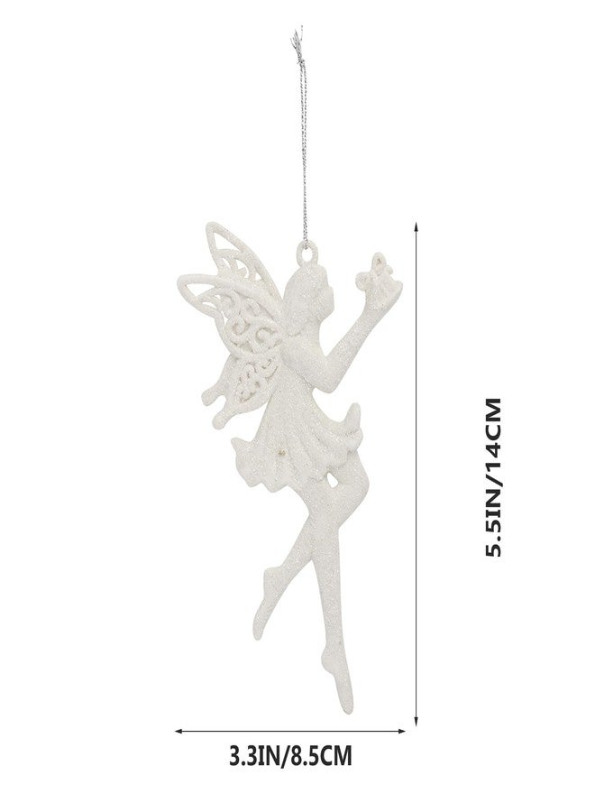 أموسفون مجموعة زينة ملاك جنية بيضاء معلقة من أموسفن، 10 قطع، مصنوعة من البلاستيك، مثالية لتزيين النوافذ والأبواب والجدران وأشجار عيد الميلاد والمنازل في موسم الأعياد. - Image 2