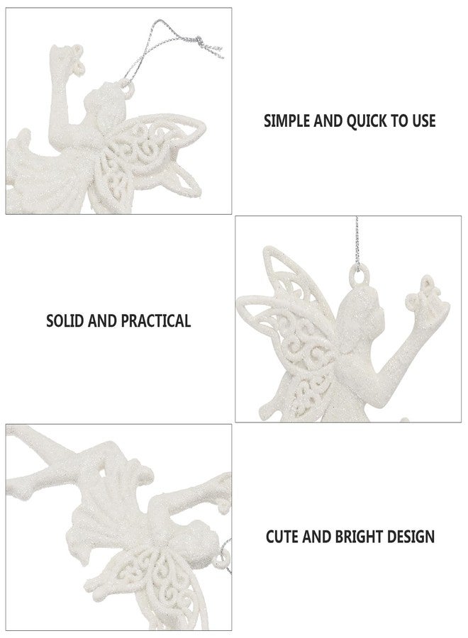 أموسفون مجموعة زينة ملاك جنية بيضاء معلقة من أموسفن، 10 قطع، مصنوعة من البلاستيك، مثالية لتزيين النوافذ والأبواب والجدران وأشجار عيد الميلاد والمنازل في موسم الأعياد. - Image 3