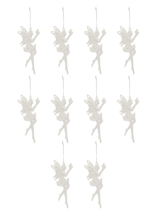 أموسفون مجموعة زينة ملاك جنية بيضاء معلقة من أموسفن، 10 قطع، مصنوعة من البلاستيك، مثالية لتزيين النوافذ والأبواب والجدران وأشجار عيد الميلاد والمنازل في موسم الأعياد. - Image 1