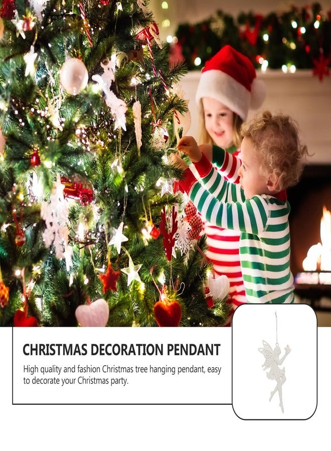 أموسفون مجموعة زينة ملاك جنية بيضاء معلقة من أموسفن، 10 قطع، مصنوعة من البلاستيك، مثالية لتزيين النوافذ والأبواب والجدران وأشجار عيد الميلاد والمنازل في موسم الأعياد. - Image 4