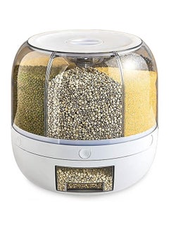 SNW Grain Storage Container Dispenser, 22Lbs rice dispenser rotating, 360° rotating food dispenser One-Click Output rice Storage Round Grain Dispenser Kitchen for Small Grains, Beans, Rice  - Image 1