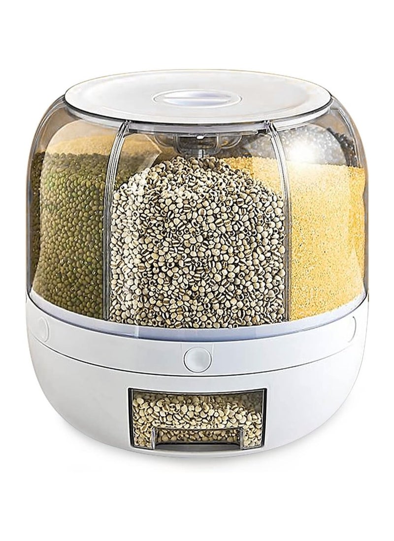 SNW - Grain Storage Container Dispenser, 22Lbs rice dispenser rotating, 360° rotating food dispenser One-Click Output rice Storage Round Grain Dispenser Kitchen for Small Grains, Beans, Rice - Image 1