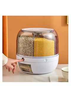 SNW Grain Storage Container Dispenser, 22Lbs rice dispenser rotating, 360° rotating food dispenser One-Click Output rice Storage Round Grain Dispenser Kitchen for Small Grains, Beans, Rice  - Image 2