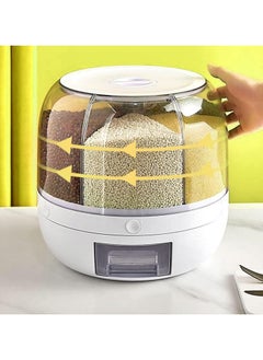 SNW Grain Storage Container Dispenser, 22Lbs rice dispenser rotating, 360° rotating food dispenser One-Click Output rice Storage Round Grain Dispenser Kitchen for Small Grains, Beans, Rice  - Image 3