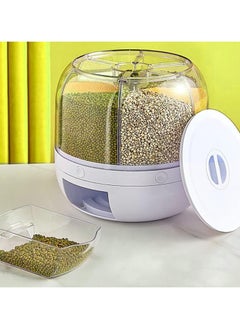 SNW Grain Storage Container Dispenser, 22Lbs rice dispenser rotating, 360° rotating food dispenser One-Click Output rice Storage Round Grain Dispenser Kitchen for Small Grains, Beans, Rice  - Image 4