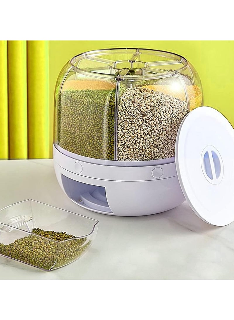SNW - Grain Storage Container Dispenser, 22Lbs rice dispenser rotating, 360° rotating food dispenser One-Click Output rice Storage Round Grain Dispenser Kitchen for Small Grains, Beans, Rice - Image 1