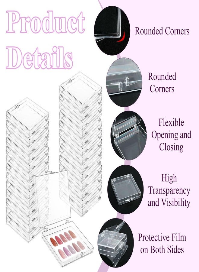 Worldity 50 Pcs Press on Nail Storage Box, Clear Nail Display Case with 120 Pcs Adhesive Double Sided Tape and 50 Pcs Nails Packaging Bag, Press on Nail Case for Nails Salon, Storage, Display - Image 3