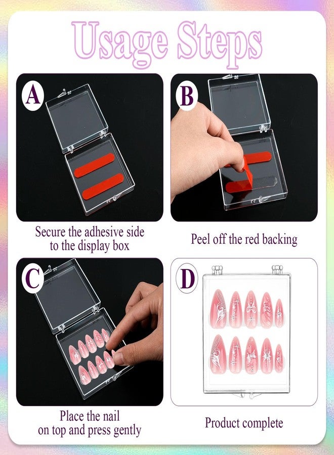 Worldity 50 Pcs Press on Nail Storage Box, Clear Nail Display Case with 120 Pcs Adhesive Double Sided Tape and 50 Pcs Nails Packaging Bag, Press on Nail Case for Nails Salon, Storage, Display - Image 5
