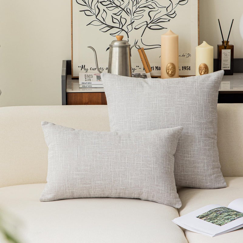 K KEVIN TEXTILE Kevin Textile Decorative Super Soft Lumbar Throw Pillow Cover Cushion Case  2 Pieces  (12 x 20 inch  Grey White)  - Image 4