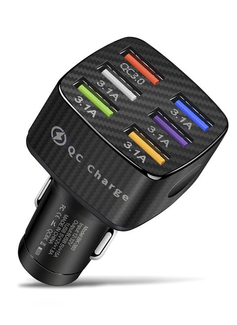 Car Charger Adapter, Multi Port Fast Charger with QC 3.0 and 5 3.1A Ports Portable Fast Charging Car Interior Accessories for iPhone 13/12/11/pro for Samsung Galaxy/Note S10/S9/S8,Android,USB Device