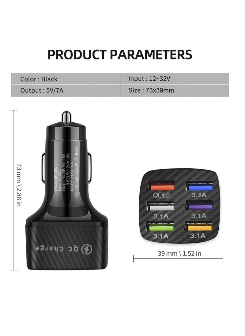 Generic - Car Charger Adapter, Multi Port Fast Charger with QC 3.0 and 5 3.1A Ports Portable Fast Charging Car Interior Accessories for iPhone 13/12/11/pro for Samsung Galaxy/Note S10/S9/S8,Android,USB Device - Image 1