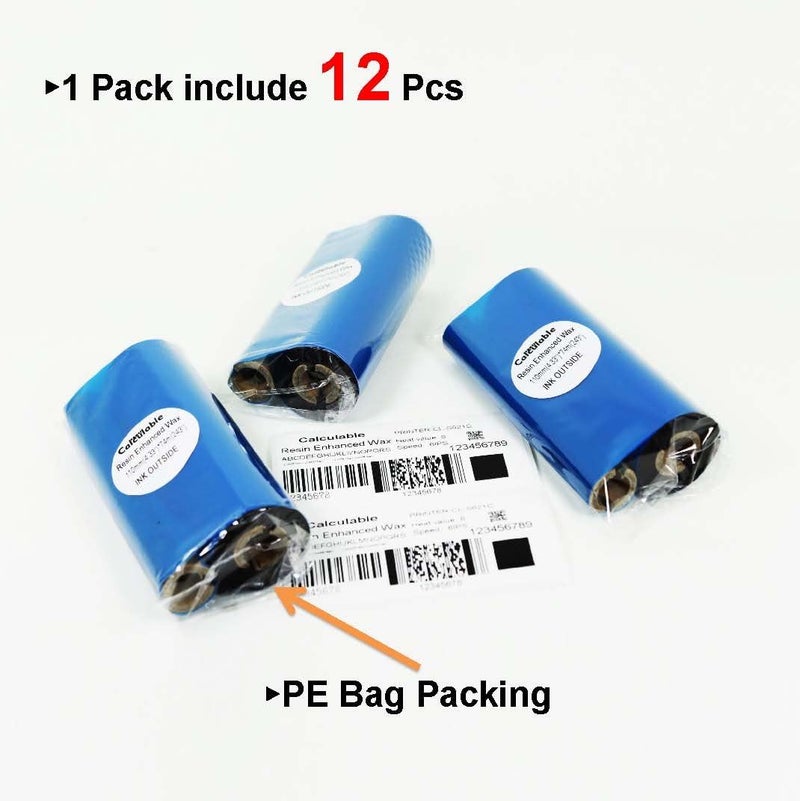DEFMATE 12 Count 4.33" x 243' (110mmx74m) Thermal Wax Ribbons 1/2" Core Thermal Transfer Wax Ribbon for Zebra,TEC,DATAMAX,INTERMEC,Avery,Citizen,SATO,TSC,GODEX,ARGOX - Image 5